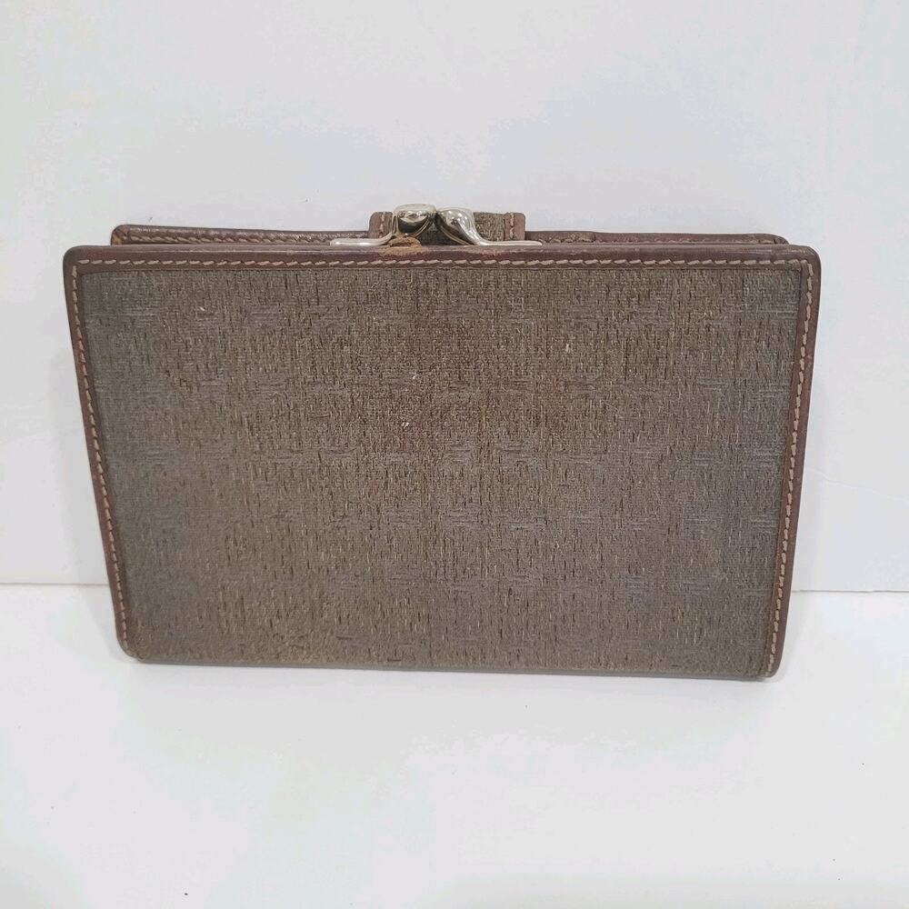 GUCCI Vintage GG Wallet Medium Bifold Brown Coin Bill Purse Kisslock Leather - Picture 2 of 15